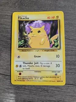 Pikachu 58/102 Base Set Common Pokemon TCG Vintage - Image 5