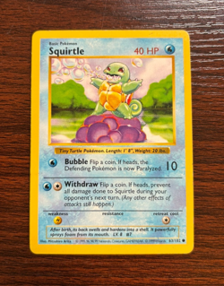 "Squirtle" - Pokemon Trading Card Game Base Set Shadowless (63/102) - Image 1