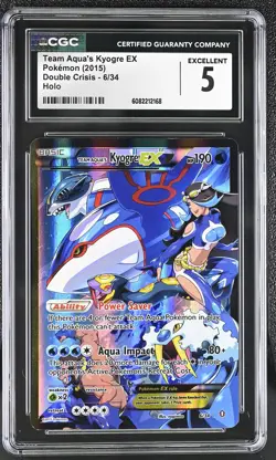 CGC 5 Team Aqua's Kyogre EX 2015 Double Crisis 6/34 Holo Pokemon Card - Image 1