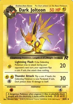 Dark Jolteon 38/82 Uncommon Team Rocket Pokemon Card - Image 1