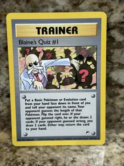 Blaine's Quiz #1 97/132 Gym Heroes Pokemon Card LP - Image 1
