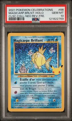 🇫🇷 MAGICARPE BRILLANT PSA 10 - 25 ANS CELEBRATIONS 66/64 FR Carte Pokemon 🇫🇷 - Image 2