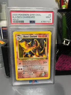 2000 Pokemon Gym Challenge Blaine's Charizard Holo #2 2/132 PSA 9 MINT - Image 1