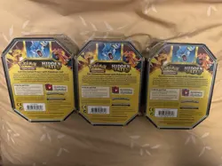 Pokemon Hidden Fates GX Tins Art Set of 3 Full Sealed Charizard Raichu Gyarados - Image 2