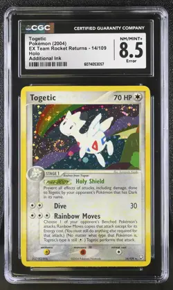CGC 8.5 Togetic EX Team Rocket Returns 14/109 Holo Ink ERROR SWIRL Pokemon Card - Image 1
