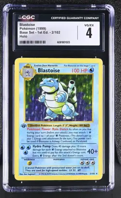 CGC 4 Blastoise 1999 Base Set 1st Edition Shadowless 2/102 Holo Pokemon Card - Image 1