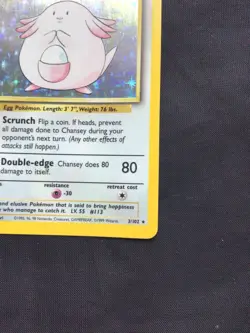 Pokemon Cards: Base Set Rare Holo: Chansey 3/102 - Image 5