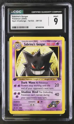 CGC 9 MINT Sabrina's Gengar Gym Challenge 1st Edition 29/132 Pokemon Card - Image 1