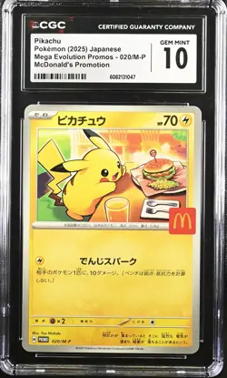 CGC 10 Graded Pokemon Pikachu 020/m-p Mcdonald's Promotion Japanese - Image 1