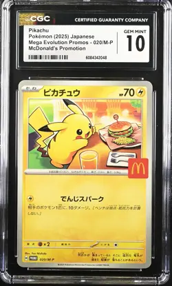 CGC 10 Graded Pokemon Pikachu 020/m-p Mcdonald's Promotion Japanese - Image 1