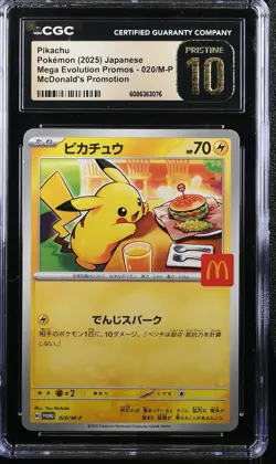 CGC 10 Pristine Pokemon Pikachu 020/m-p Mcdonald's Promotion 2025 Japanese - Image 1