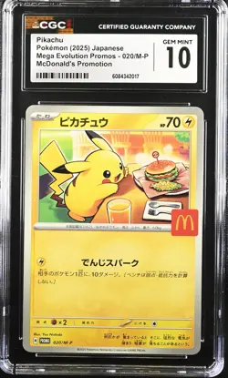 CGC 10 Graded Pokemon Pikachu 020/m-p Mcdonald's Promotion Japanese - Image 1