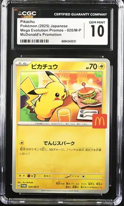 CGC 10 Graded Pokemon Pikachu 020/m-p Mcdonald's Promotion Japanese - Image 1