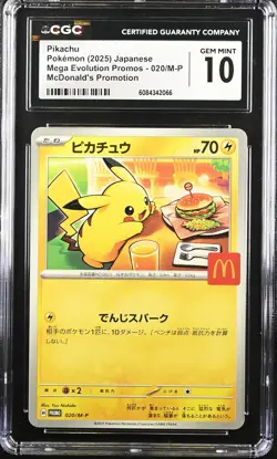 CGC 10 Graded Pokemon Pikachu 020/m-p Mcdonald's Promotion Japanese - Image 1