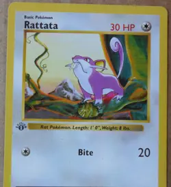 Rattata 61/102 1st Edition "Shadowless" Common Non-Holo Base Set Pokemon NM/LP - Image 2