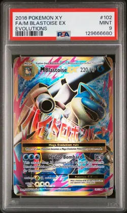Pokemon M Blastoise EX Full Art 102/108 XY Evolutions #102 Mega MINT PSA 9 - Image 1