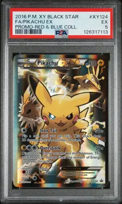 2016 POKEMON XY BLACK STAR PROMO RED & BLUE COLL FULL ART/PIKACHU EX PSA 5 - Image 1