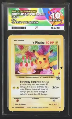Pokemon Birthday Pikachu #24 Celebrations ACE 10 Perfect Subgrades - Image 1