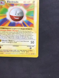 Pokemon Cards: Base Set Shadowless Rare: Electrode 21/102 - Image 4