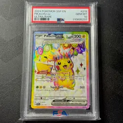 PSA 10 💎 Pokemon 2024 SSP En-Surging Sparks Pikachu EX Ultra Rare Card 219/191 - Image 1