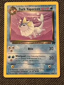 Dark Vaporeon 45/82 Team Rocket Set Uncommon Pokemon Card WOTC NM Vintage - Image 1