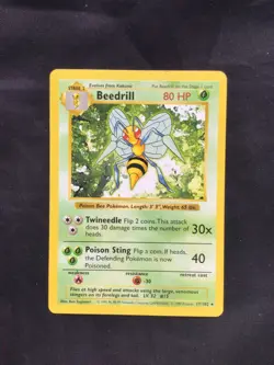 Pokemon Cards: Base Set Shadowless Rare: Beedrill 17/102 - Image 1