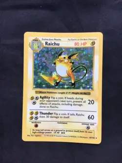 Pokemon Cards: Base Set Shadowless Rare Holo: Raichu 14/102 - Image 1