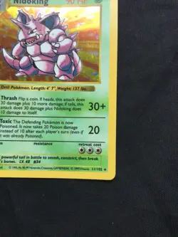 Pokemon Cards: Base Set Shadowless Rare Holo: Nidoking 11/102 - Image 5