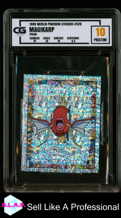 MAGIKARP MERLIN POKEMON STICKERS S20 1999 PRISM CG 10 - Image 1