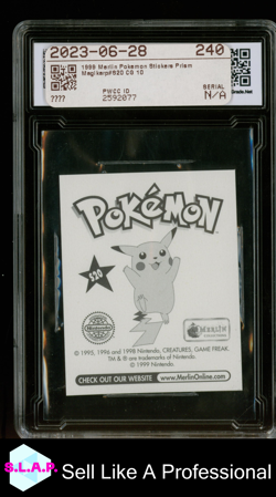 MAGIKARP MERLIN POKEMON STICKERS S20 1999 PRISM CG 10 - Image 2