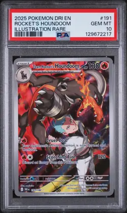 2025 POKEMON DRI EN-DESTINED RIVALS #191 TEAM ROCKET'S HOUNDOOM PSA 10 - Image 1