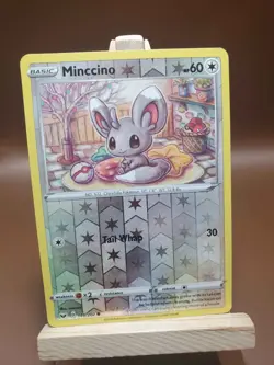 LP Pokemon TCG Minccino Sword & Shield Base Set 146/202 Reverse Holo Common - Image 1