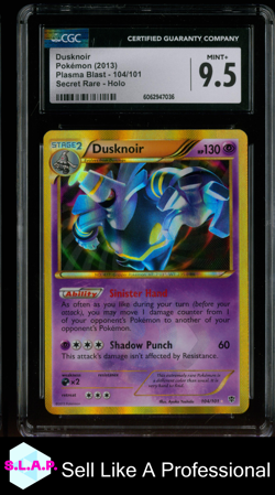 DUSKNOIR PLASMA BLAST SECRET RARE HOLO 104/101 POKEMON CGC 9 - Image 1