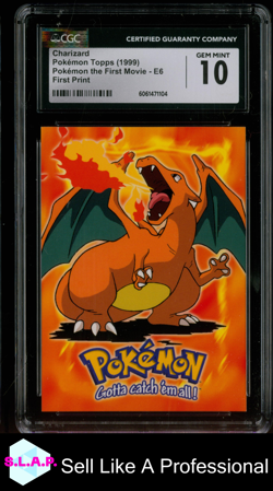 CHARIZARD POKEMON TOPPS E6/E12 1999 POKEMON THE FIRST MOVIE FIRST PRINT CGC 10 - Image 1