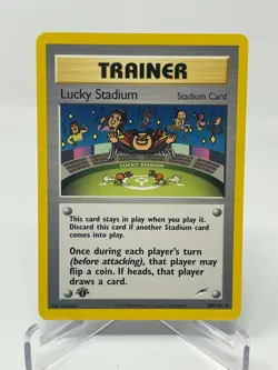 Pokemon Neo Destiny 1st Edition Trainer Lucky Stadium 100/105 Non-Holo NM - Image 1
