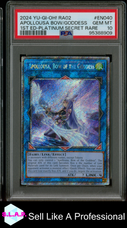 APOLLOUSA BOW OF THE GODDESS YUGIOH RA02-EN040 2024 RAR COLL 2 PLAT SR EN PSA 10 - Image 1