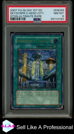 SKYSCRAPER 2 HERO CITY YUGIOH STON-EN048 2007 STRIKE/NEOS 1ST ED UR EN PSA 8 - Image 1