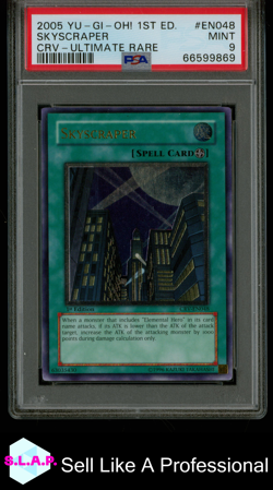 SKYSCRAPER YUGIOH CRV-EN048 2005 CYBERNETIC ULTIMATE RARE ENGLISH PSA 9 - Image 1