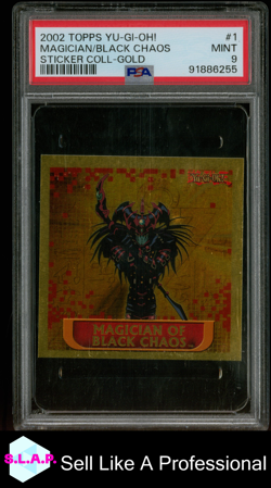 MAGICIAN OF BLACK CHAOS YUGIOH 1 2002 TOPPS STICKER COLLECTION HOLO EN PSA 9 - Image 1