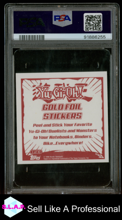 MAGICIAN OF BLACK CHAOS YUGIOH 1 2002 TOPPS STICKER COLLECTION HOLO EN PSA 9 - Image 2