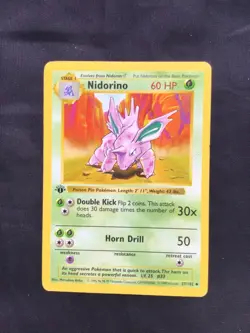 Pokemon Cards: Base Set 1st Edition Uncommon: Nidorino 37/102 - Image 1