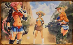 Anime girls military gear Playmat card game desk Mouse Pad TCG CCG MTG 24 x 14 - Image 1