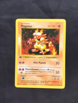 Pokemon Cards: Base Set 1st Edition Uncommon: Magmar 36/102 - Image 1