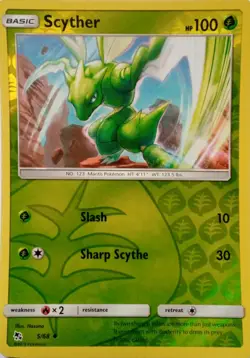 5/68 SCYTHER REVERSE HOLO HIDDEN FATES POKEMON CARD - Image 1