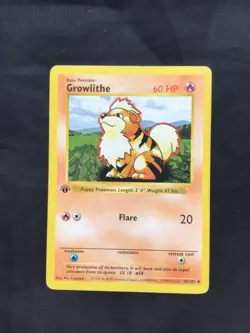Pokemon Cards: Base Set 1st Edition Uncommon: Growlithe 28/102 - Image 1