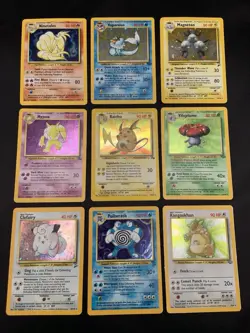Vintage Holo Rare Pokemon Cards WOTC 1999 Base Set, Fossil, Jungle MP/HP Raichu - Image 1