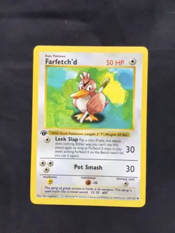 Pokemon Cards: Base Set 1st Edition Uncommon: Farfetch'd 27/102 - Image 1