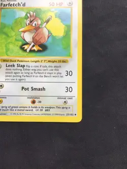 Pokemon Cards: Base Set 1st Edition Uncommon: Farfetch'd 27/102 - Image 4