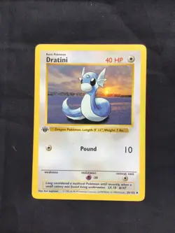 Pokemon Cards: Base Set 1st Edition Uncommon: Dratini 26/102 - Image 1