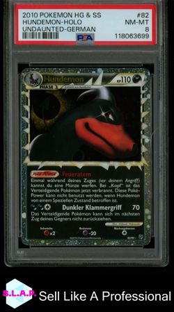 DOG DEMON HOLO UNDAUNTED-GER POKEMON HEARTGOLD & SOULSILVER 2010 82 PSA 8 - Image 1